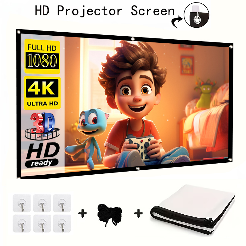 Home Cinema Projector Screen - Layar Proyektor Portabel, Tidak Perlu Dibor,