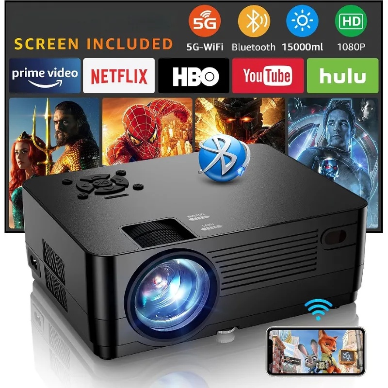 Home Cinema Projector Screen - Proyektor Film 5G WiFi Bluetooth Layar