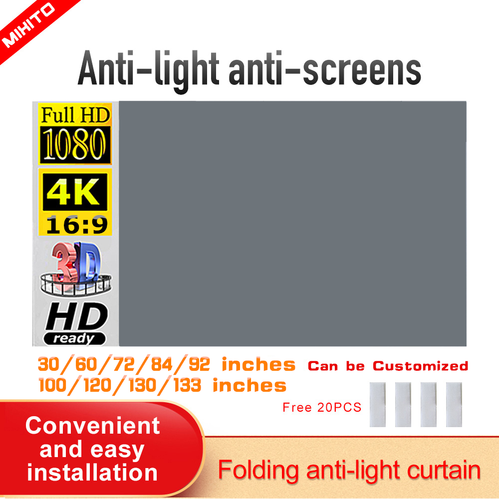 Home Cinema Projector Screen - MIXITO layar proyektor sederhana, 16:9 Anti