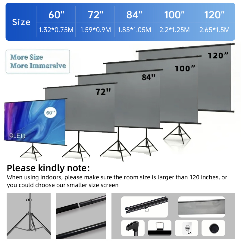 Home Cinema Rack - Layar Proyektor Dengan Stand Logam Abu-abu