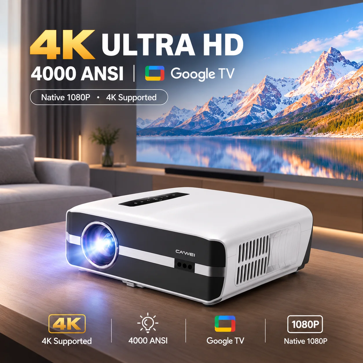 Home Cinema Hdmi - Proyektor A9S 4K 4000ANSI Terbaru, Fokus