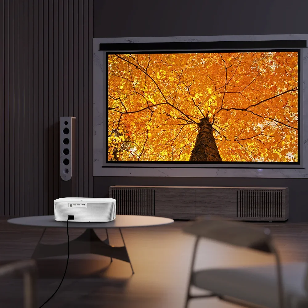 Proyektor LCD Beamer Layar Tea - Home Cinema Projector Screen ulasan dan harga