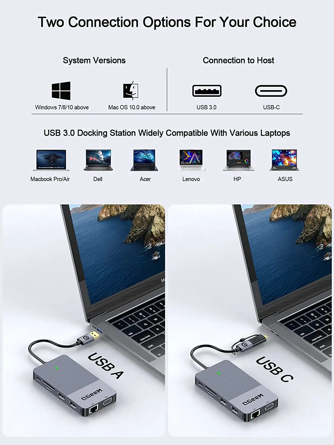 QGeeM USB 3.0 Docking Station, - Home Cinema Usb ulasan dan harga