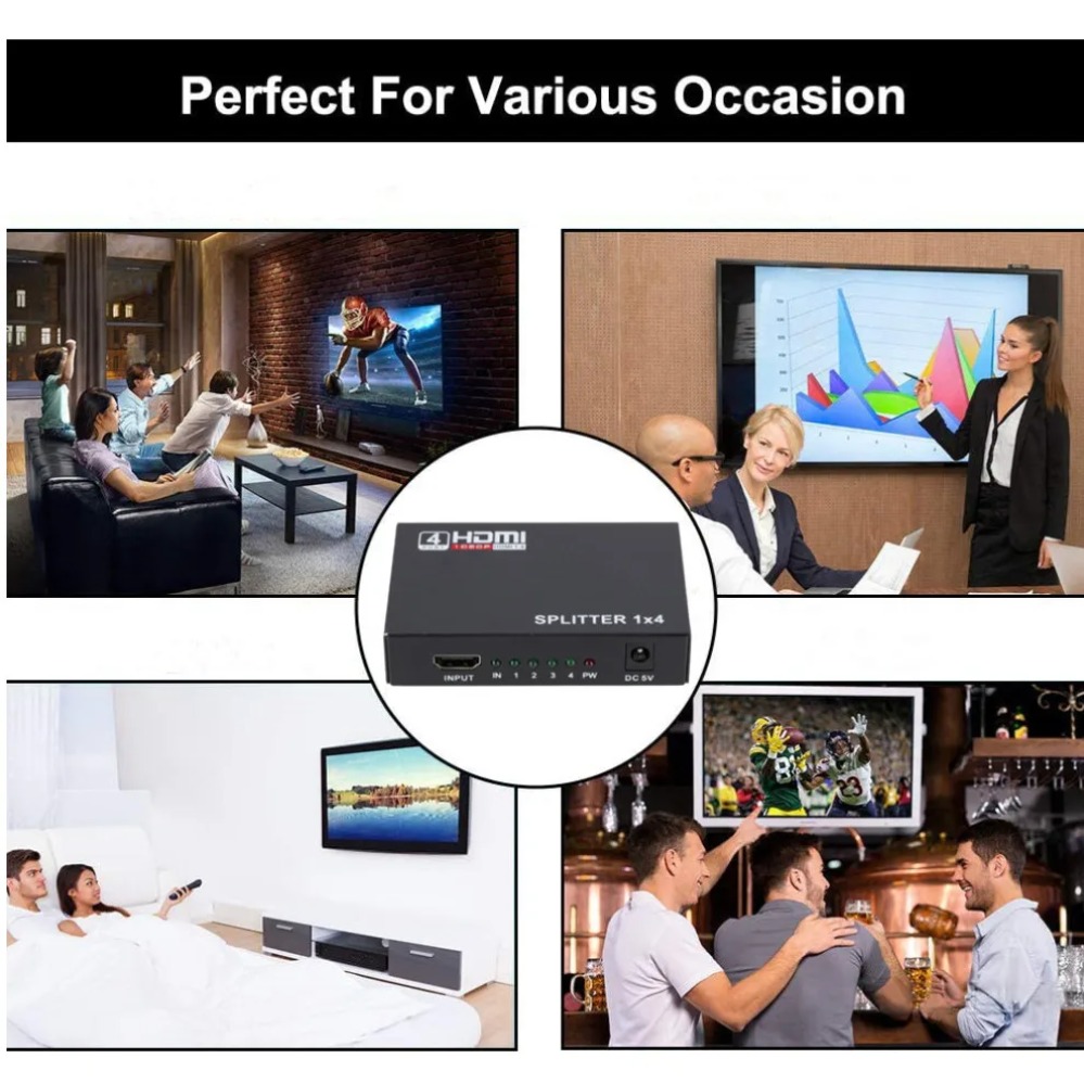 Splitter HDMI 1 in 4 Out, Pemb - Home Cinema Projector Screen ulasan dan harga