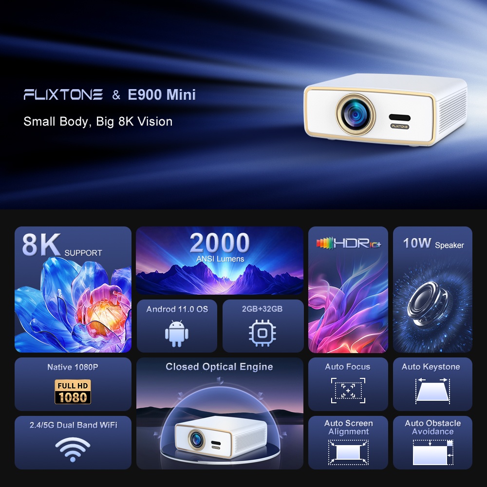 Flixtone E900 MINI, Proyektor  - Home Cinema Compact ulasan dan harga